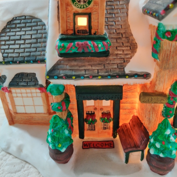 Starbucks Rare 2001 Christmas Sumatra Coffee Blend Lighted Santa House Vintage - Picture 4 of 16
